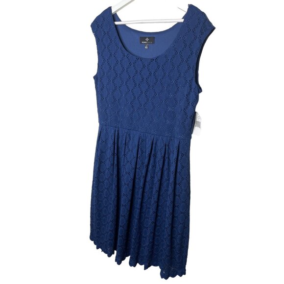 Ronni Nicole Blue Eyelet Lace Pleated Dress Women’s Size 14 - Picture 4 of 11